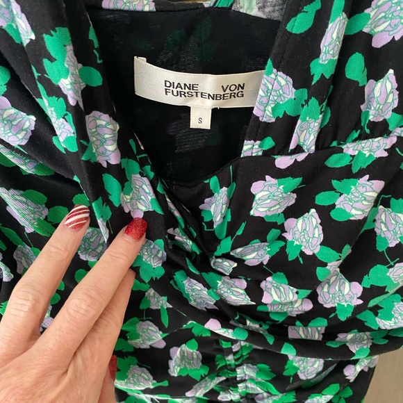 Dot blossom bright green off the shoulder dress - Picture 6 of 9